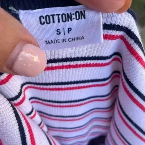 COTTON ON women’s Rib Contrast Cami Mini Dress nautical Soft curved neckline - Picture 8 of 11